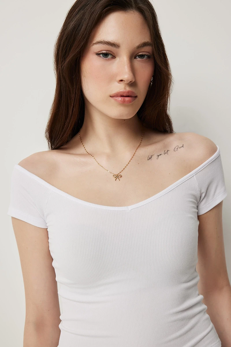 Haut de pyjama à col V côtel