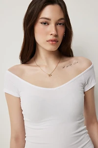 Haut de pyjama à col V côtel