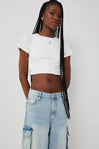 T-shirt court col rond et manches courtes Contour