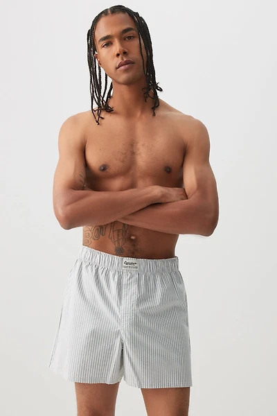 Ardene Man Printed Poplin Boxer For Men in Light Blue | Size | Cotton/Elastane