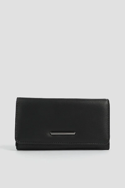 Ardene Rectangular Wallet in Black | Faux Leather/Polyester