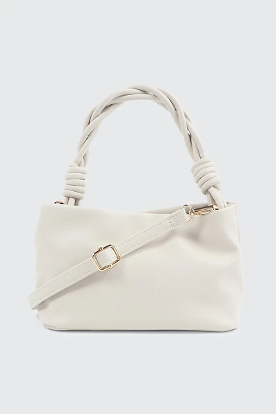 Ardene Braided Top Handle Shoulder Bag in Off-White