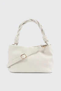 Ardene Braided Top Handle Shoulder Bag in Off-White