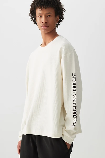 Ardene Man Waffle Knit Long Sleeve T-Shirt For Men in Off-White | Size | Cotton