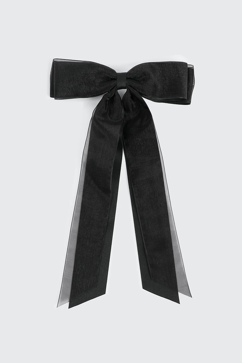 Ardene Tulle & Satin Hair Bow in Black
