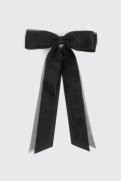 Ardene Tulle & Satin Hair Bow in Black