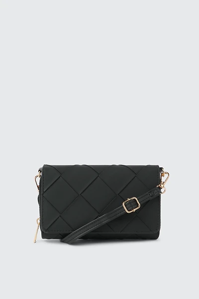 Ardene Weaved Wallet in Black | 100% Recycled Polyester/Faux Leather | Eco-Conscious