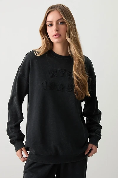 Ardene Mineral Washed Sweatshirt in | Size | Polyester/Cotton | Fleece-Lined