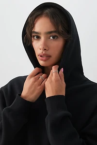Ardene MADESOFT? Fleece Hoodie in Black Licorice | Size | Polyester/Cotton | Eco-Conscious