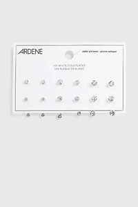 6 paires de boucles plaquées or blanc 14K