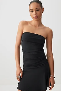 Robe tube froncée avec short intégré