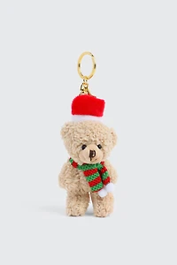 Ardene Holiday Teddy Bear Bag Charm in Beige