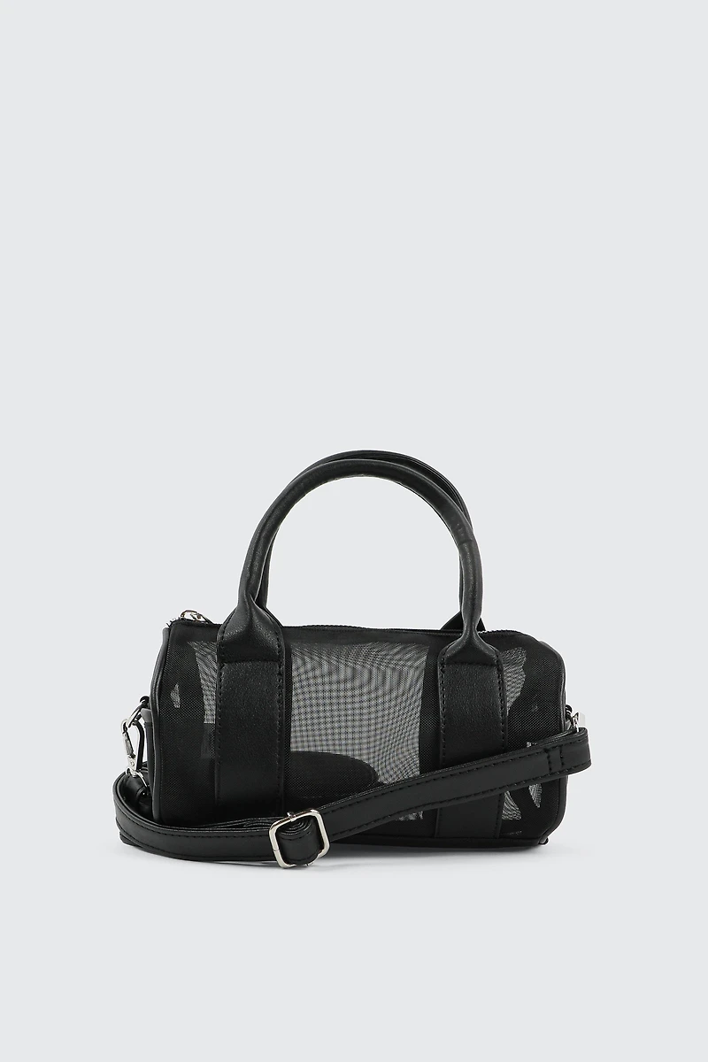 Ardene Barrel Crossbody Bag in Black | 100% Recycled Polyester | Eco-Conscious