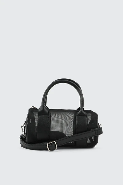 Ardene Barrel Crossbody Bag in Black | 100% Recycled Polyester | Eco-Conscious