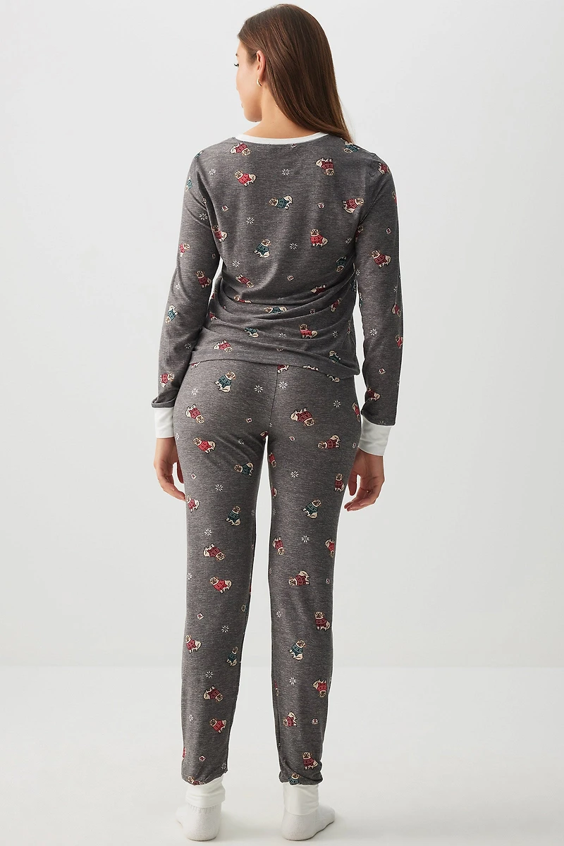 Ensemble pyjama jogging ajusté en tissu HUSHKNIT