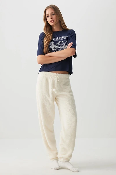 Ardene DREAMPLUSH PJ Joggers in Off-White | Size | Polyester | Eco-Conscious