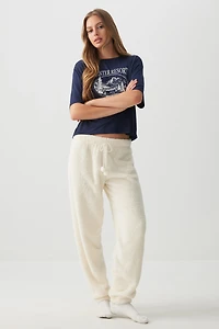Ardene DREAMPLUSH PJ Joggers in Off-White | Size | Polyester | Eco-Conscious