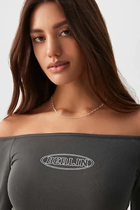 Haut à manches longues et épaules dénudées