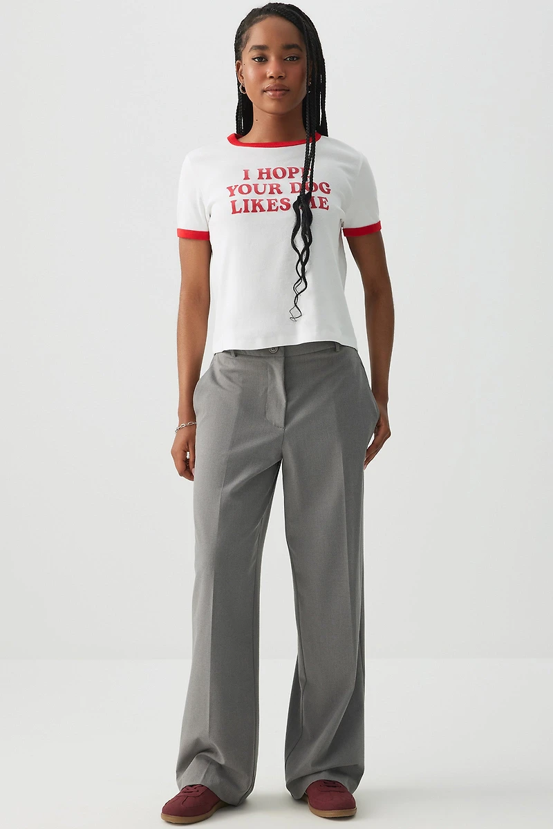 Ardene Mid Rise Baggy Trousers in Grey | Size | Polyester/Elastane/Viscose