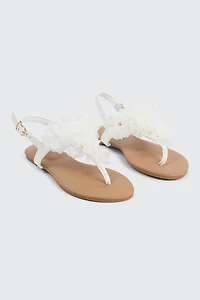 Sandales à bride V et fleurs 3D