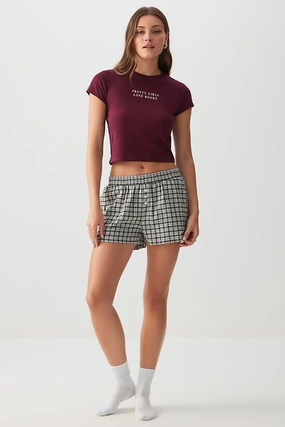 Ardene Flannel PJ Boxer Shorts in Grey | Size | 100% Cotton