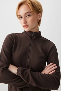 Ardene Zip Up Polar Fleece Jacket in Brown | Size | Polyester