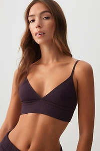 Ardene Seamless Rib Triangle Bralette in Fig | Size | Nylon/Elastane/Viscose | Eco-Conscious