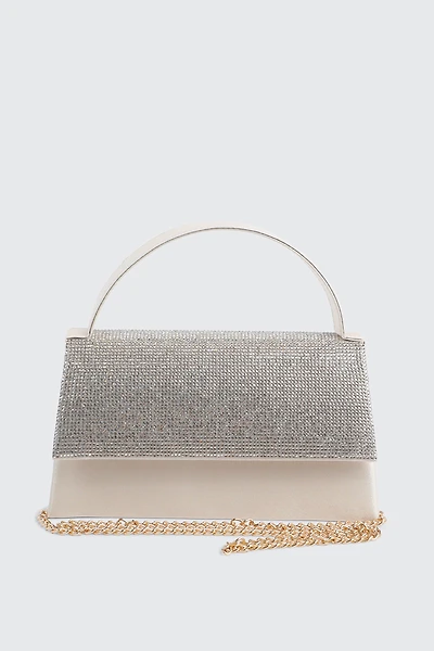Ardene Rhinestone Flap Evening bag in Gold | Polyester