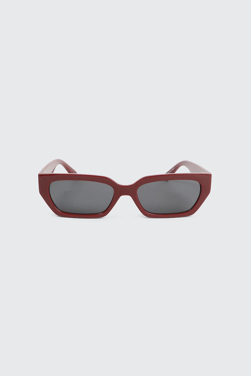 Ardene Rectangular Cat Eye Sunglasses in Red
