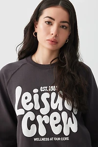 Ardene Teddy Bear Raglan Sweatshirt in Dark Grey | Size Medium | Polyester/Cotton | Fleece-Lined