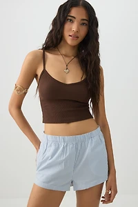 Ardene Mid Rise Poplin Boxer Shorts in Light | Size | 100% Cotton