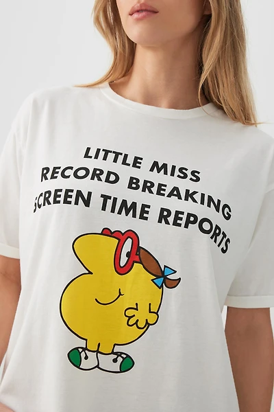 Ardene Little Miss Oversized T-Shirt in White | Size | 100% Cotton