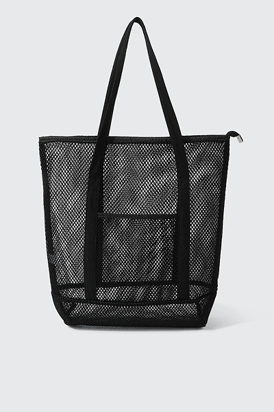 Ardene Mesh Tote Bag in Black | Polyester