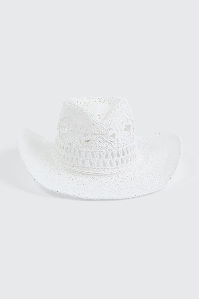 Ardene Straw Cowboy Hat in White