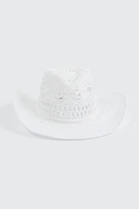 Ardene Straw Cowboy Hat in White