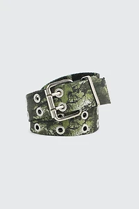 Ardene Canvas Eyelet Belt in Dark Green | Size | Polyester/Cotton