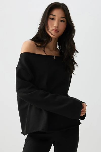 Ardene French Terry Boat Neck Sweatshirt in | Size | 100% Cotton
