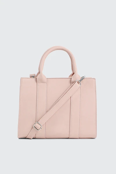 Ardene Tote Bag in Light | 100% Recycled Polyester/Faux Leather | Eco-Conscious