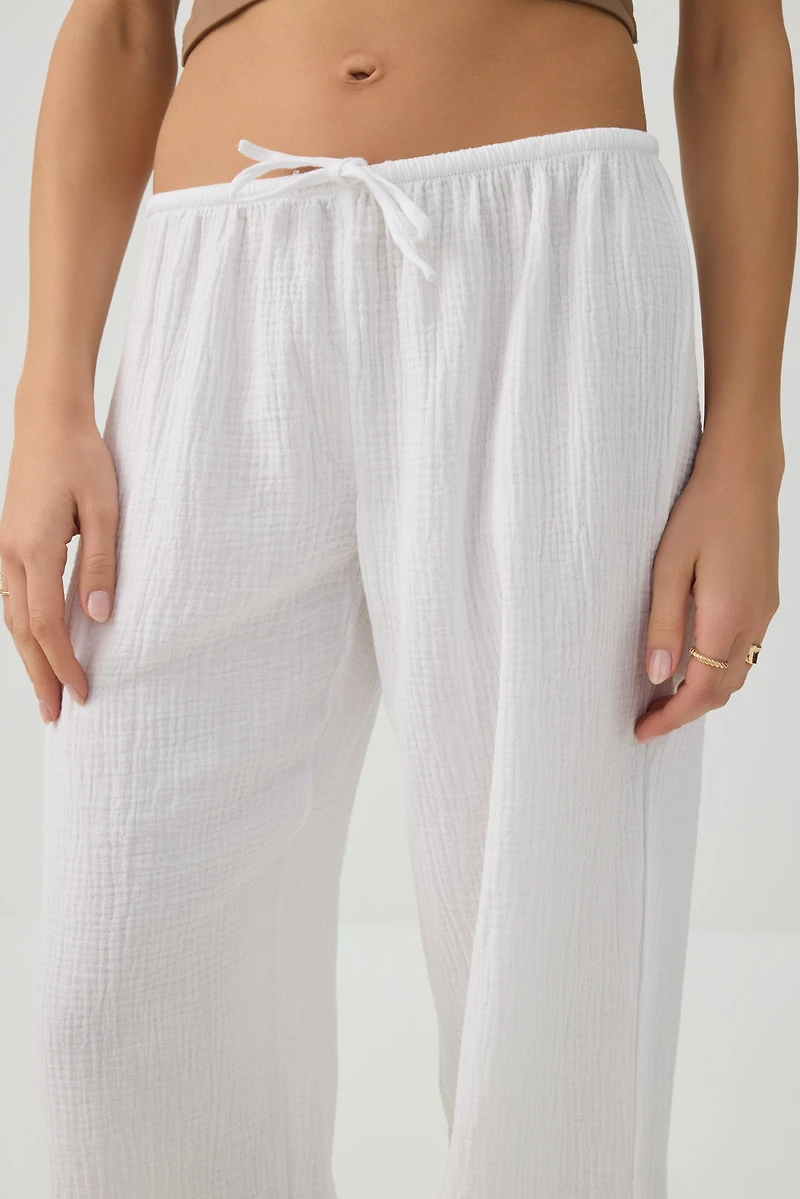 Pantalon taille mi-haute à jambe large