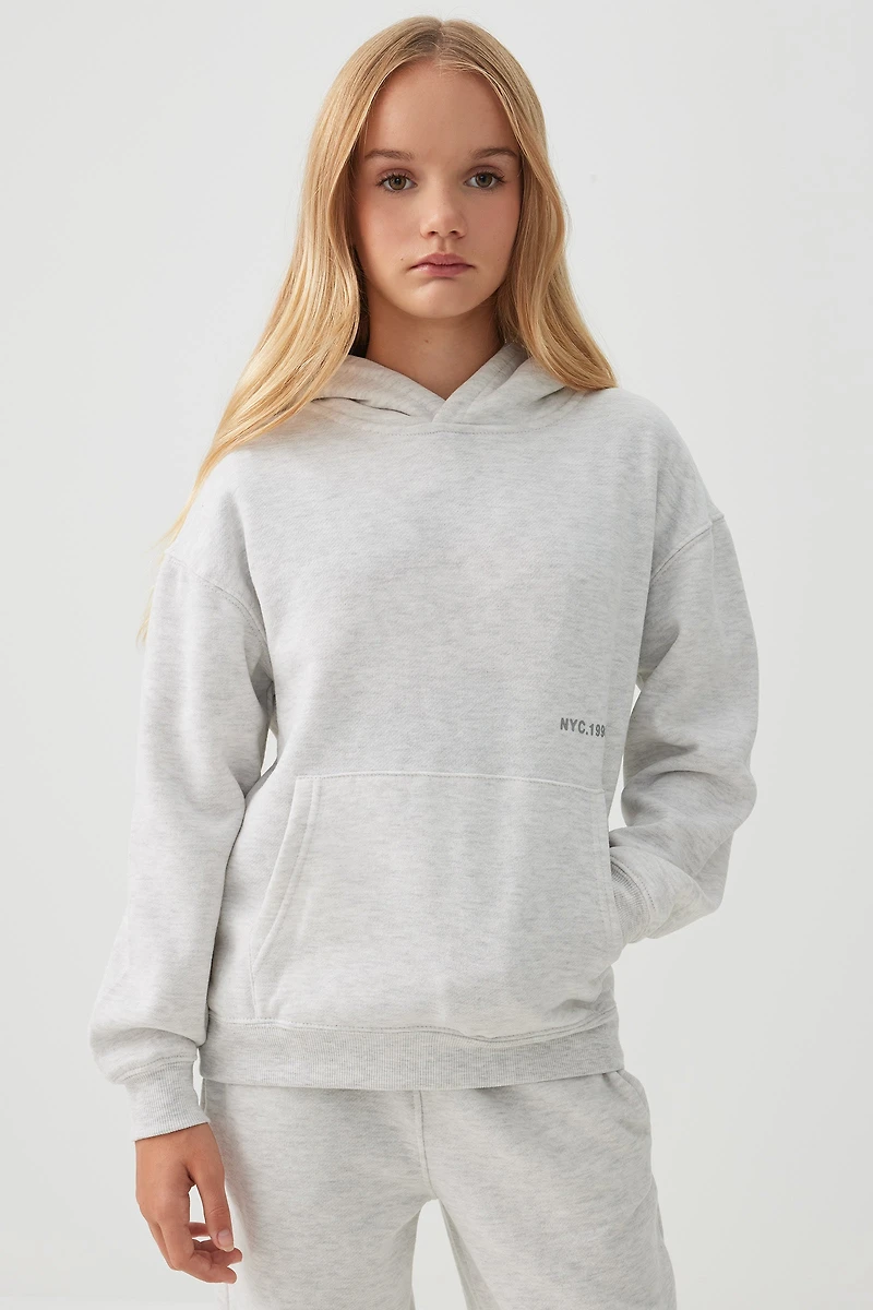 Ardene Kids Solid Hoodie in Light | Size | Polyester/Cotton | Fleece-Lined