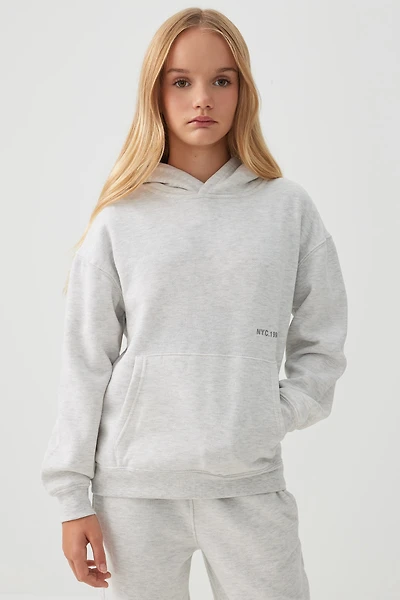 Ardene Kids Solid Hoodie in Light | Size | Polyester/Cotton | Fleece-Lined