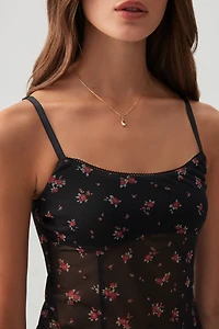 Camisole corset en maille filet imprimée