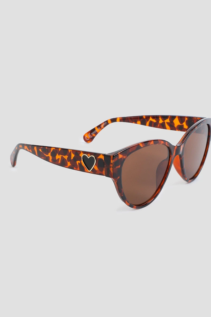 Lunettes de soleil œil de chat à details de cœur