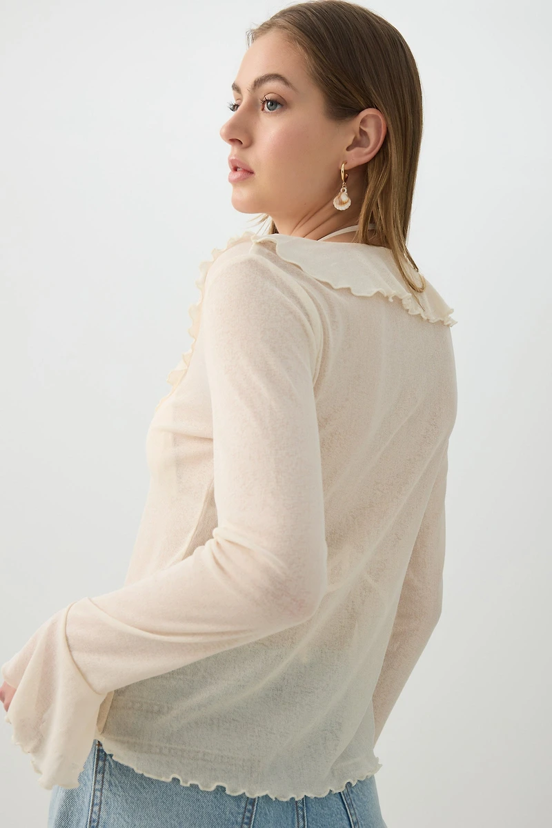 Blouse à manches longues volants