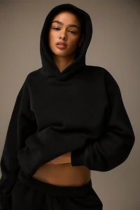 Ardene MADESOFT Fleece Hoodie in Black Licorice | Size | Polyester/Cotton | Eco-Conscious