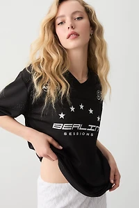 Ardene Oversized Mesh Football T-Shirt in | Size | Polyester