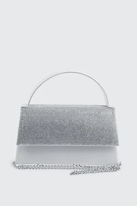 Ardene Rhinestone Flap Evening bag in Silver | Polyester