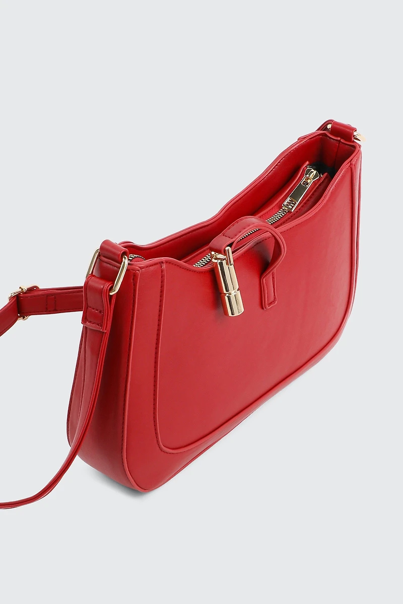 Sac baguette à verrou doré