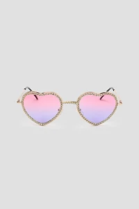 Ardene Embellished Heart Shaped Sunglasses in Lilac