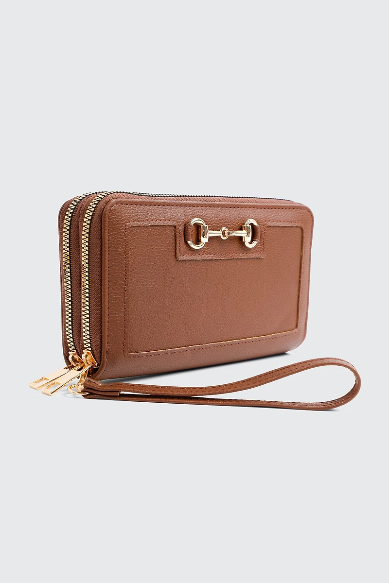 Portefeuille rectangulaire à détail de mors